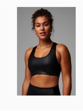 Fabletics Black Shiny medium impact shine sports bra